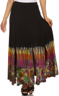 Sakkas Jax Double Slit Boho Tie Dye Skirt#color_BlackGrey