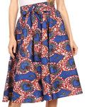 Sakkas Adisa Ankara African Wax Print Culotte Pants Colorful with Elastic Waist#color_Blue / Red 