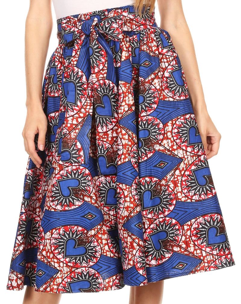 Sakkas Adisa Ankara African Wax Print Culotte Pants Colorful with Elastic Waist