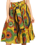 Sakkas Adisa Ankara African Wax Print Culotte Pants Colorful with Elastic Waist#color_Yellow / Orange 