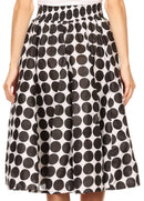 Sakkas Mahina Wax Print Polka Dot Full Circle Elastic Waist Midi Skirt