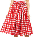 Sakkas Mahina Wax Print Polka Dot Full Circle Elastic Waist Midi Skirt#color_Maroon