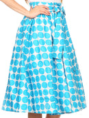 Sakkas Mahina Wax Print Polka Dot Full Circle Elastic Waist Midi Skirt