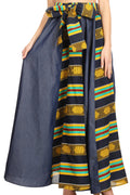 Sakkas Monifa Long Maxi Skirt Colorful Ankara Wax Dutch African Skirt Gorgeous#color_1073-YellowGreenMulti