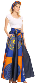 Sakkas Monifa Long Maxi Skirt Colorful Ankara Wax Dutch African Skirt Gorgeous#color_21-Multi