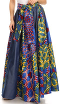 Sakkas Monifa Long Maxi Skirt Colorful Ankara Wax Dutch African Skirt Gorgeous#color_2294Multi/Tribal