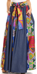 Sakkas Monifa Long Maxi Skirt Colorful Ankara Wax Dutch African Skirt Gorgeous#color_2295Multi/Tribal