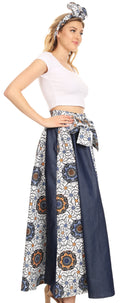 Sakkas Monifa Long Maxi Skirt Colorful Ankara Wax Dutch African Skirt Gorgeous#color_31-Multi