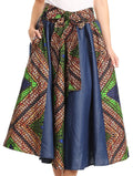 Sakkas Dayo Circle Mid Skirt with Elastic Waist Colorful Ankara African Wax Dutch#color_WaxMultit9