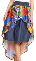 Sakkas Bahati Hi Low Mermaid African Ankara Dutch Wax Cotton Skirt Colorful#color_WaxMultipaisley1