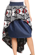 Sakkas Bahati Hi Low Mermaid African Ankara Dutch Wax Cotton Skirt Colorful#color_WaxWhitetribal4