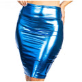 Sakkas Women's Shiny Metallic Liquid High Waist Pencil Skirt#color_Turquoise