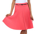 Sakkas Knee Length Pleated A-Line Skirt with Skinny Belt