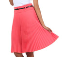 Sakkas Knee Length Pleated A-Line Skirt with Skinny Belt