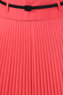 Sakkas Knee Length Pleated A-Line Skirt with Skinny Belt