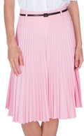 Sakkas Knee Length Pleated A-Line Skirt with Skinny Belt#color_BabyPink