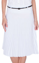 Sakkas Knee Length Pleated A-Line Skirt with Skinny Belt