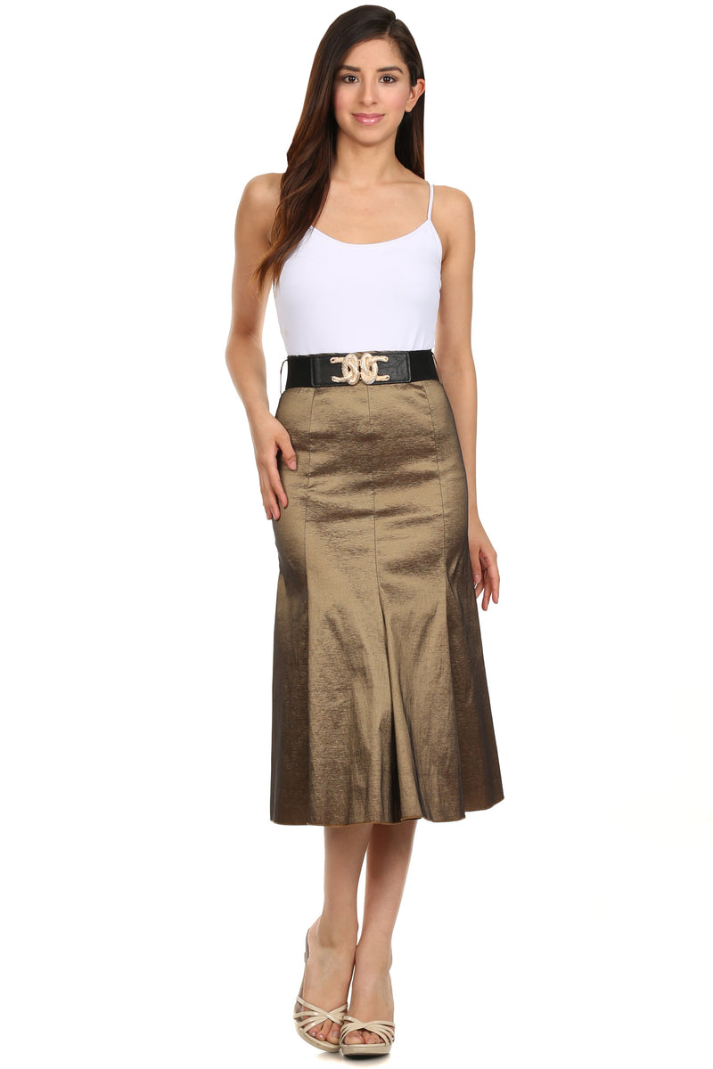 Sakkas Tiffany Tea Length Flared A-line Holiday Skirt