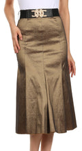 Sakkas Tiffany Tea Length Flared A-line Holiday Skirt#color_Bronze