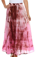 Sakkas Harmony Tie Dye Peasant Boho Skirt#color_Pink