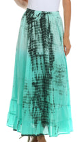 Sakkas Harmony Tie Dye Peasant Boho Skirt#color_Turquoise