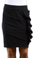Above the Knee Tiered Ruffle Skirt#color_Black