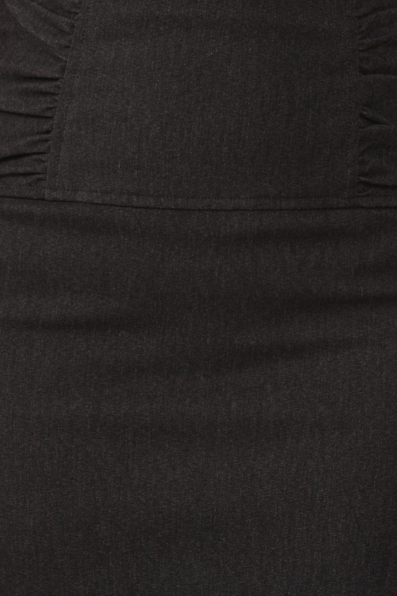Sakkas Petite High Waist Stretch Pencil Skirt with Shirred Waist Detail