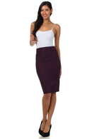 Sakkas Petite High Waist Stretch Pencil Skirt with Shirred Waist Detail