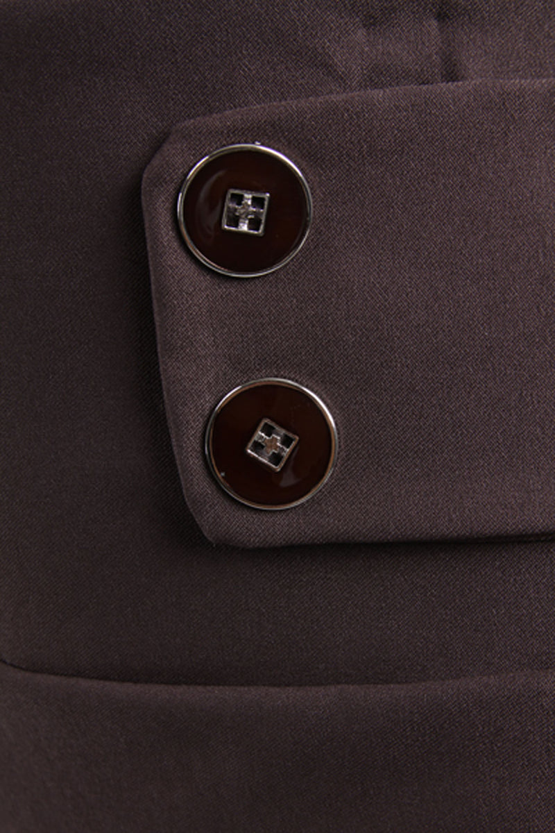 High Waist Stretch Pencil Skirt with Button Detail