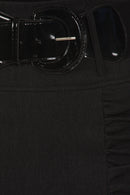 Sakkas Petite High Waist Shirred Stretch Pencil Skirt with Wide Belt