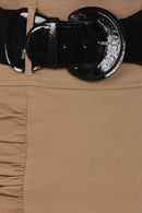 Sakkas Petite High Waist Shirred Stretch Pencil Skirt with Wide Belt