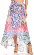 Sakkas Amaia Women's Maxi Floral Print Boho Summer Casual Long Wrap Skirt Cover-up#color_UM374-Multi
