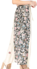 Sakkas Maran Women's Boho Embroidery Skirt with Lace Elastic Waist and Pockets