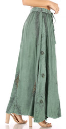 Sakkas Zarah Women's Boho Embroidery Gypsy Skirt with Lace Elastic Waist Pockets