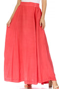 Sakkas Noemi Women's Long Maxi Summer Casual Boho Skirt Elastic Waist & Pockets#color_Cayenne