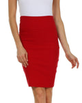 Sakkas High Waist Stretch Pencil Skirt with Rear Bow Accent#color_Red