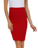 Sakkas High Waist Stretch Pencil Skirt with Rear Bow Accent