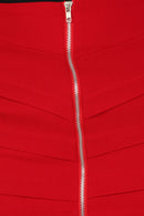 Above the Knee Zippered Tiered Sleek Stretch Pencil Skirt