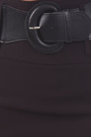 Knee Length High Waist Stretch Pencil Skirt with Wide Beltt