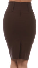Knee Length High Waist Stretch Pencil Skirt with Wide Beltt