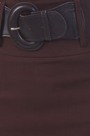 Knee Length High Waist Stretch Pencil Skirt with Wide Beltt