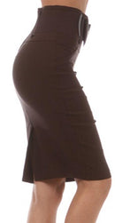 Knee Length High Waist Stretch Pencil Skirt with Wide Beltt