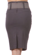 Knee Length High Waist Stretch Pencil Skirt with Wide Beltt