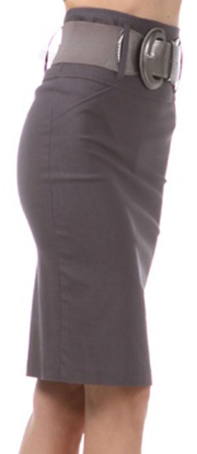 Knee Length High Waist Stretch Pencil Skirt with Wide Beltt