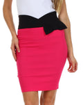 Sakkas Scallop High Waist Stretch Pencil Skirt with Bow#color_HotPink