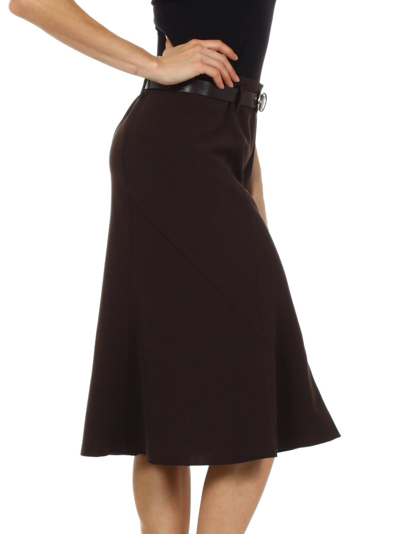 Knee Length A-Line Skirt with Seaming Detail