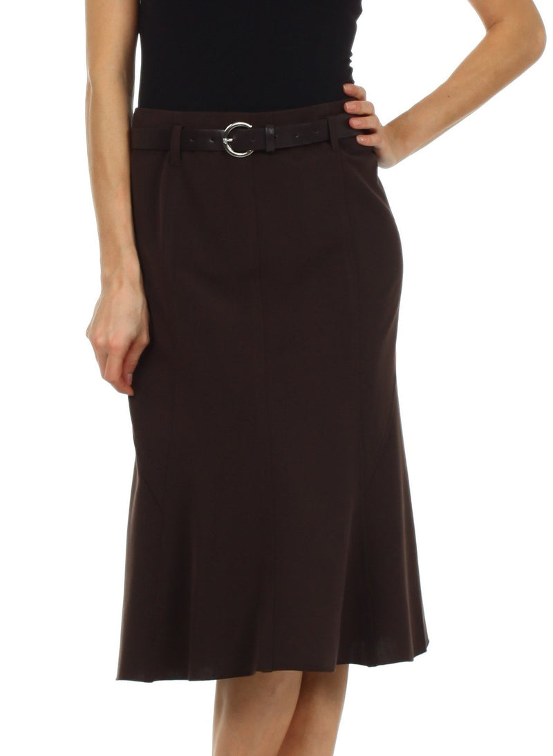Knee Length A-Line Skirt with Seaming Detail