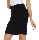 Button Tab Above the Knee Pencil Skirt with Pockets