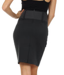Petite High Waist Stretch Pencil Skirt with Wide Belt