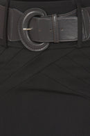 Petite High Waist Stretch Pencil Skirt with Wide Belt